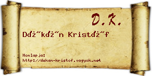 Dékán Kristóf névjegykártya