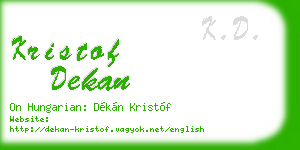 kristof dekan business card